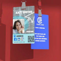 Employee custom ID badge with QR code, office badge, customized office id card