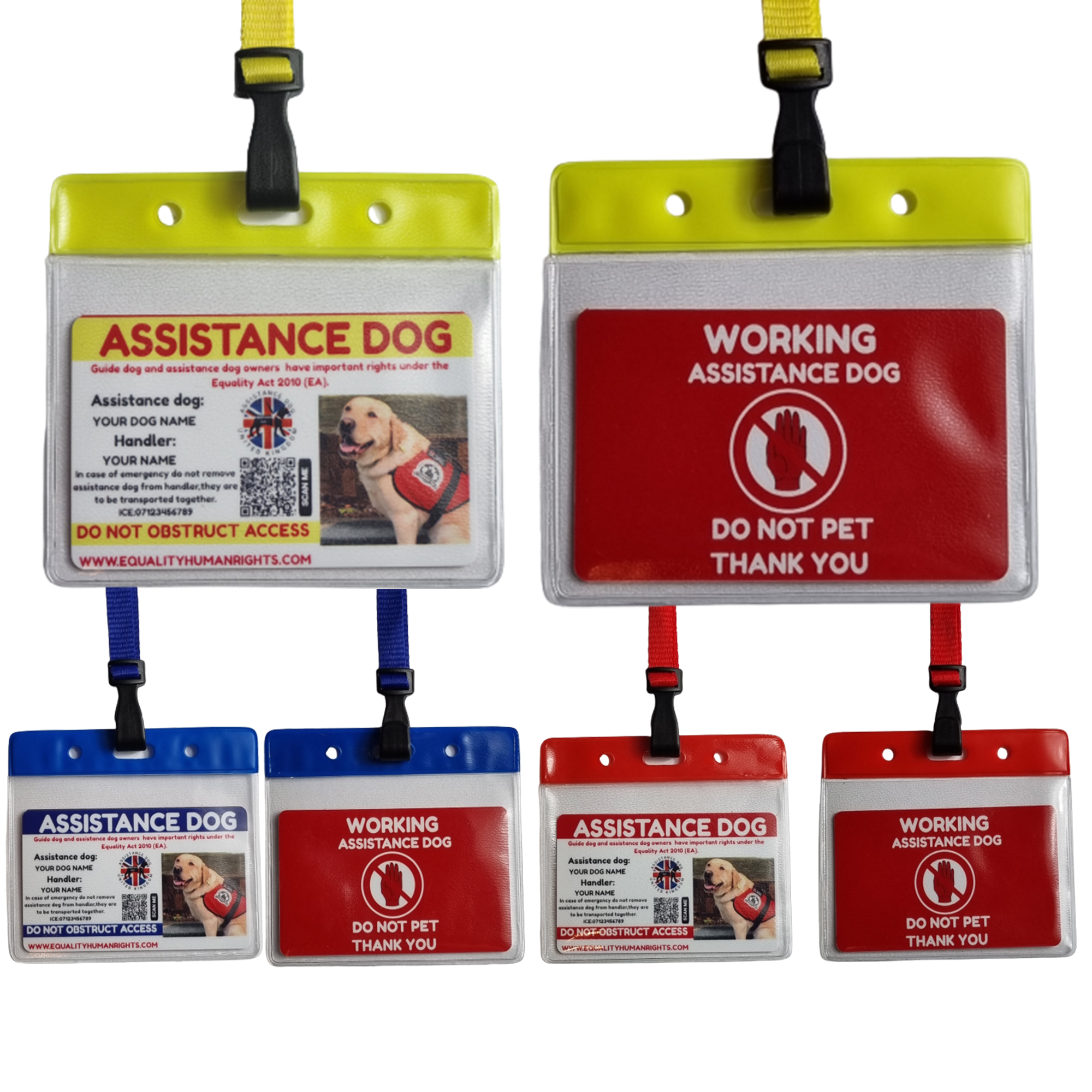 Assistance Dog or Services Dog Support Card With Lanyard and Vinyl Card Holder