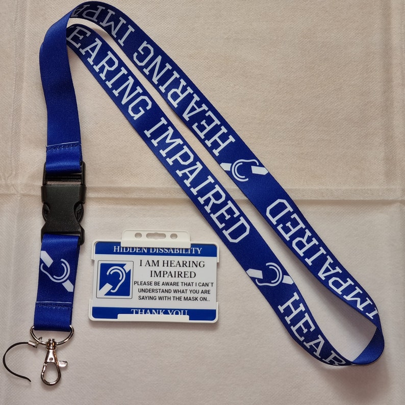 Hearing Impaired badge Hidden Disability Lanyard Lip Read, Hearing Impairment, Deaf, PVC ID Card with holder, badge - Image 3