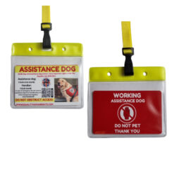 Customizable Assistance Dog Card -Details on Front with Photo - Do Not Pet reverese - Colour Vinyl Card Holder with Lanyard