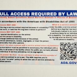 US Service Dog ID Information Card