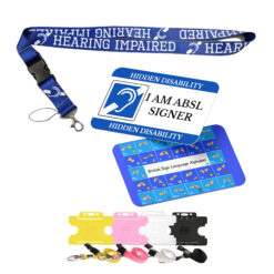 Hearing Impaired badge Hidden Disability Lanyard Lip Read, I Am ABSL Signer
