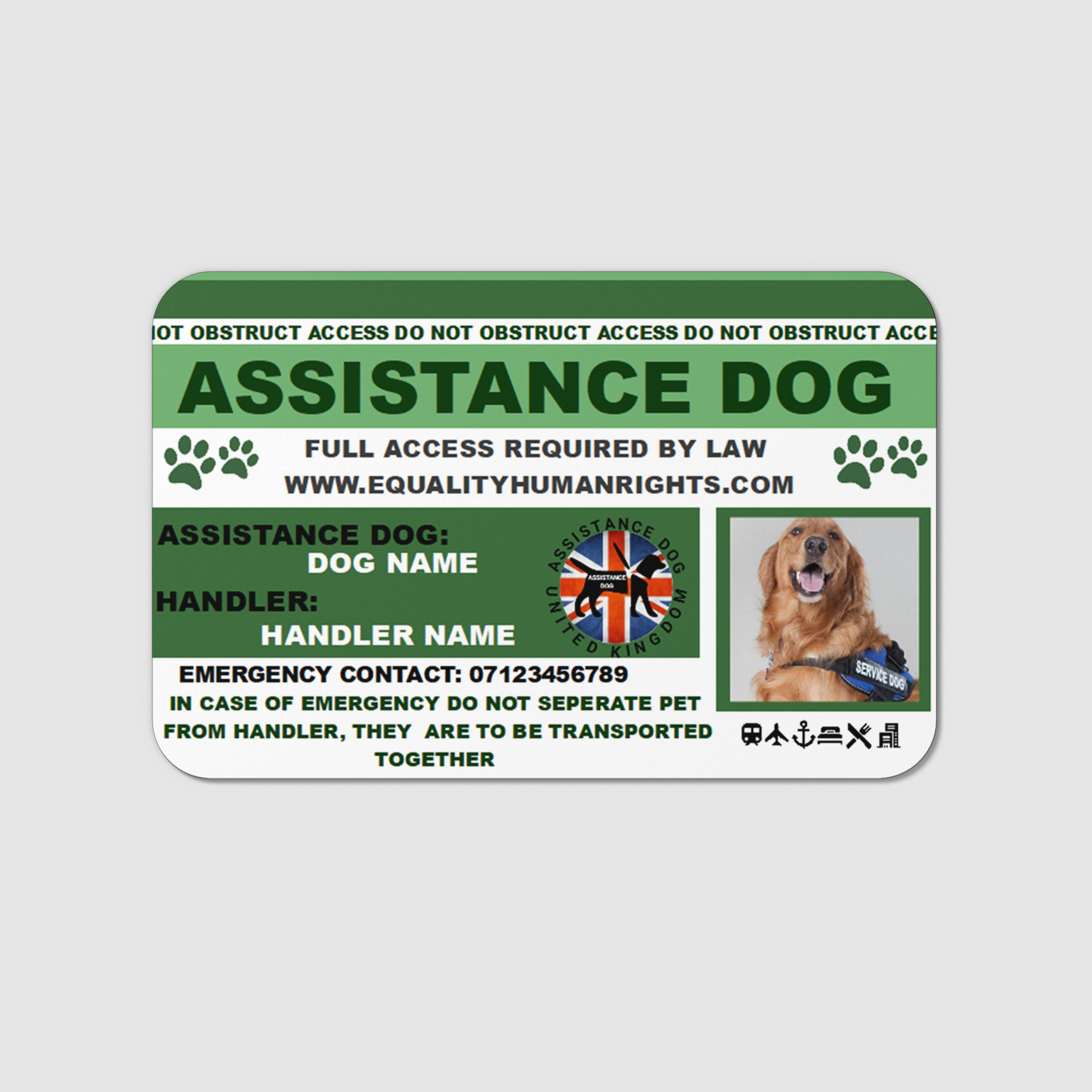 Assistance Dog Card Green AD15 - Image 2