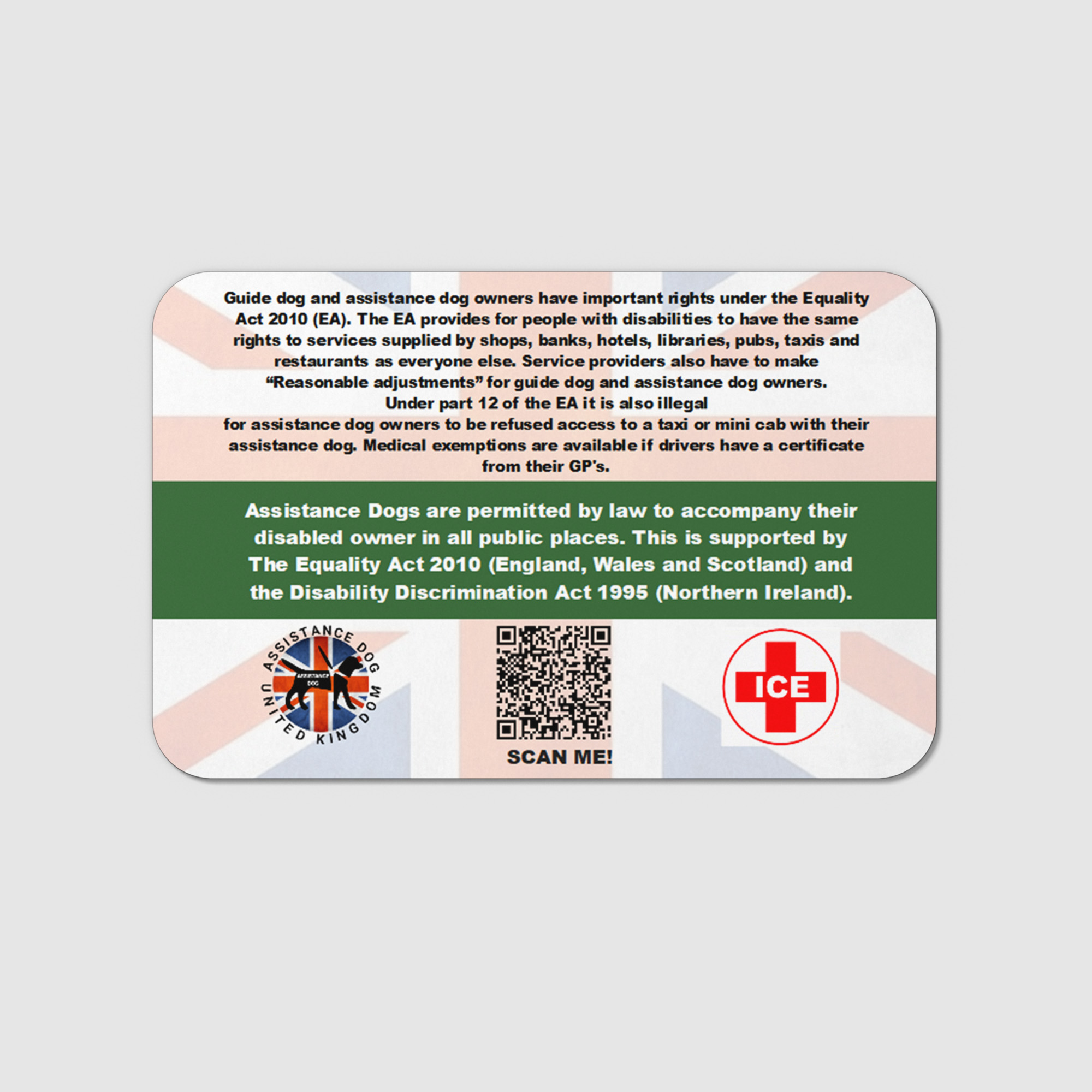 Assistance Dog Card Green AD15 - Image 3