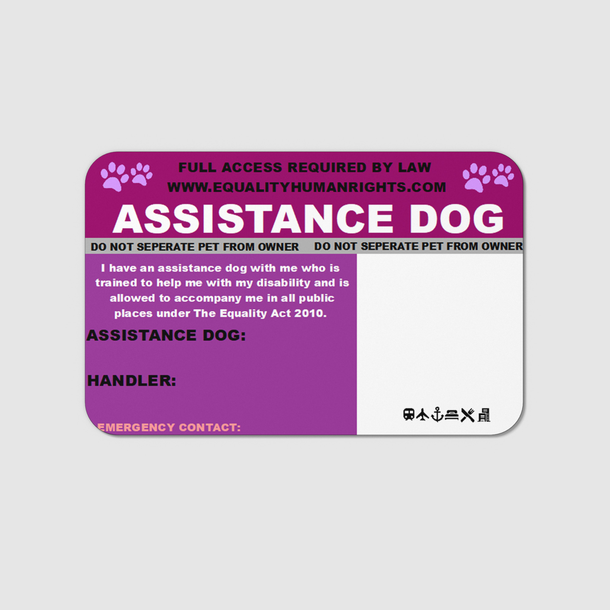 Assistance Dog Law Card AD26 with QR Code - Image 2