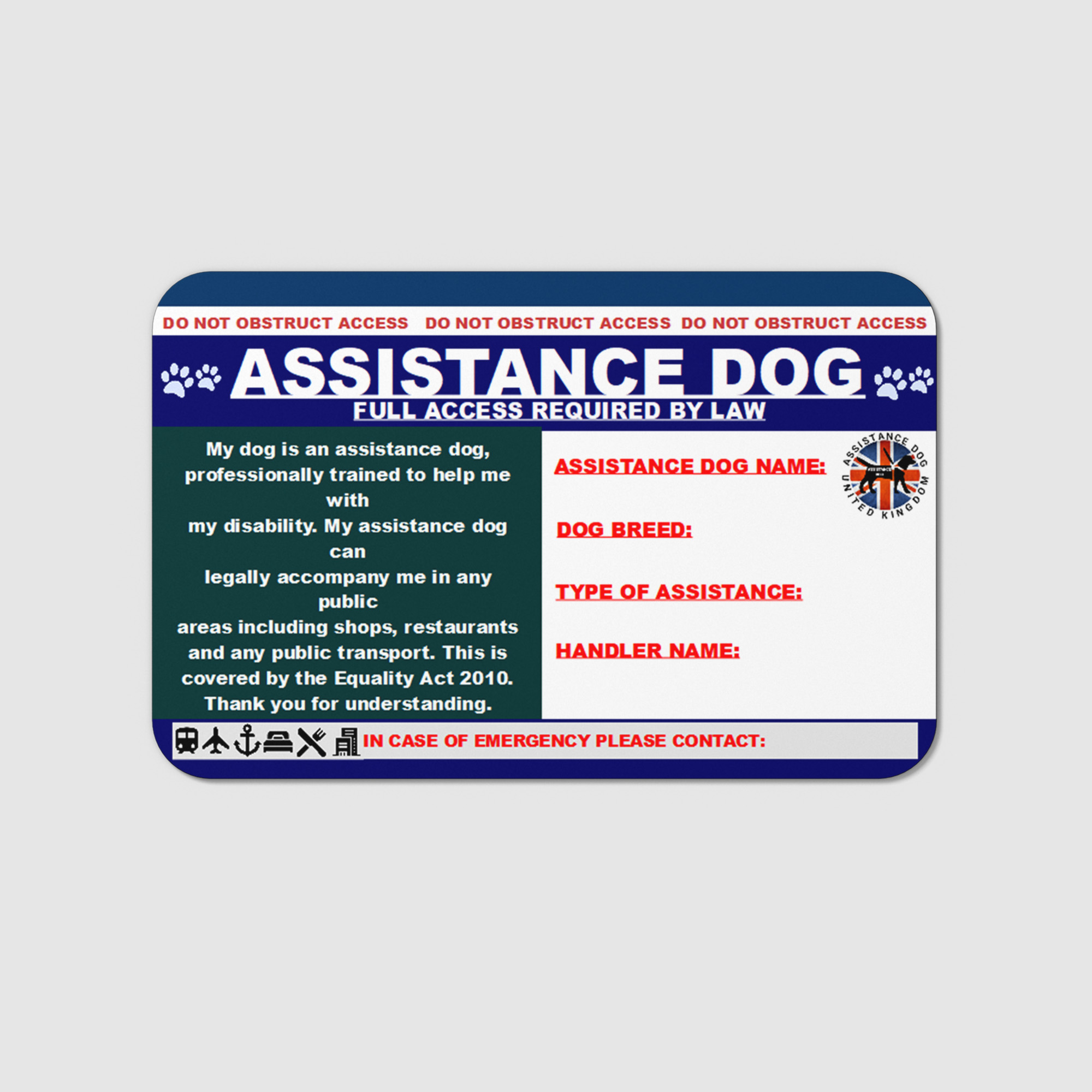 Assistance Dog Card AD30 - Image 2