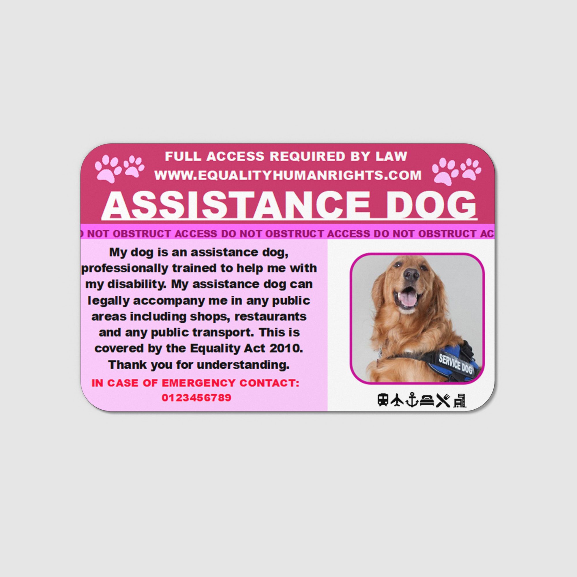 Pink assistance dog card ad29 - Image 2